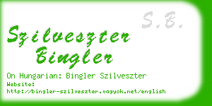 szilveszter bingler business card